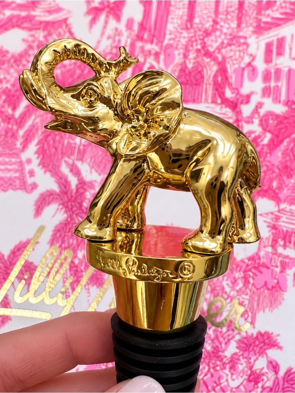 NWT Lilly Pulitzer Gold Elephant Bottle Stopper